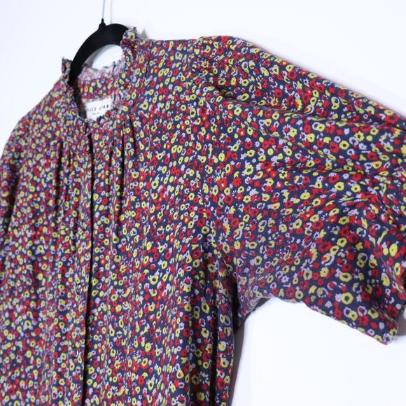 APIECE APART Las Alturas Mini Dress Dotty Floral Crimson Tiered Skirt Women's S - Picture 4 of 11